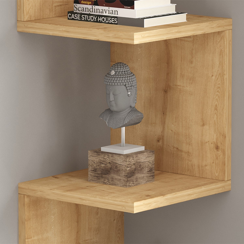 Ραφιέρα τοίχου γωνιακή χρώμα oak 2