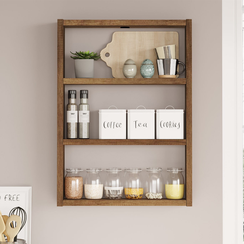 Ραφιέρα τοίχου χρώμα καρυδί 2