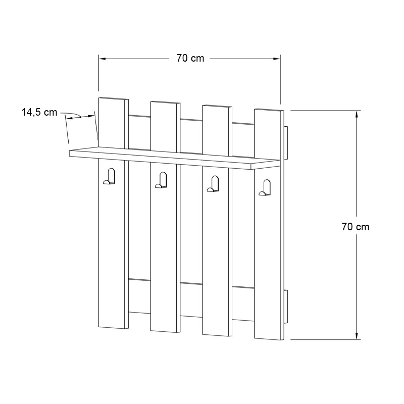Κρεμάστρα τοίχου χρώμα oak 3