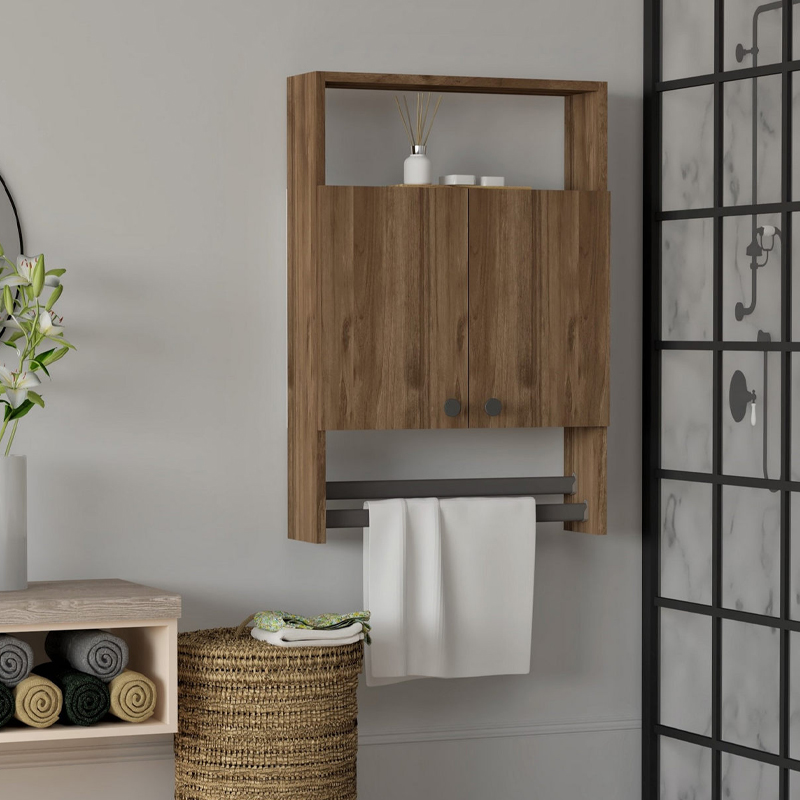 Ντουλάπι μπάνιου επιτοίχιο χρώμα καρυδί