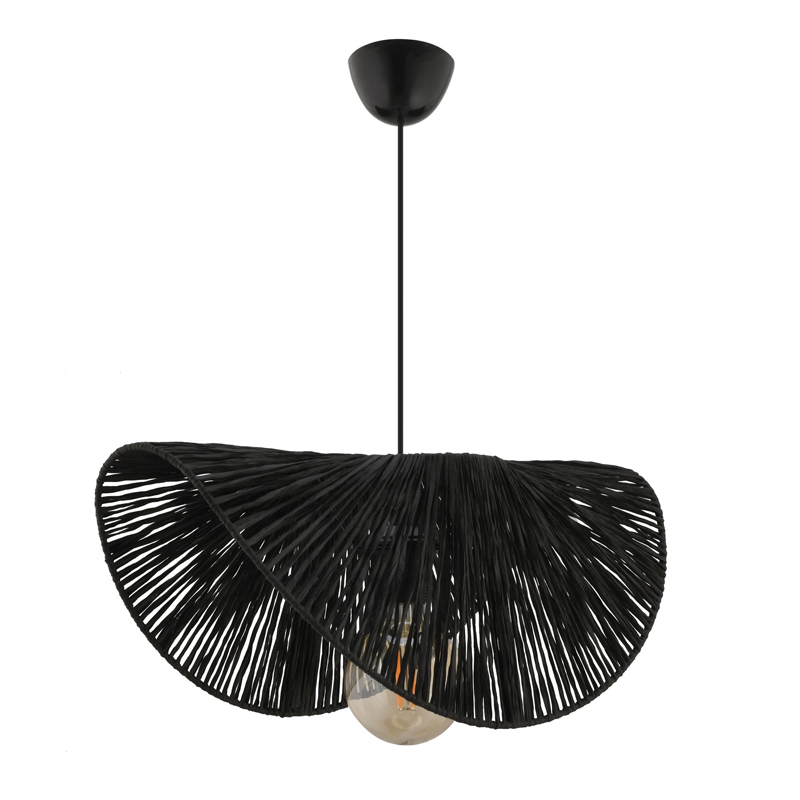 Φωτιστικό οροφής Taco Megapap E27 γιούτα μονόφωτο χρώμα μαύρο 51x36x55εκ.