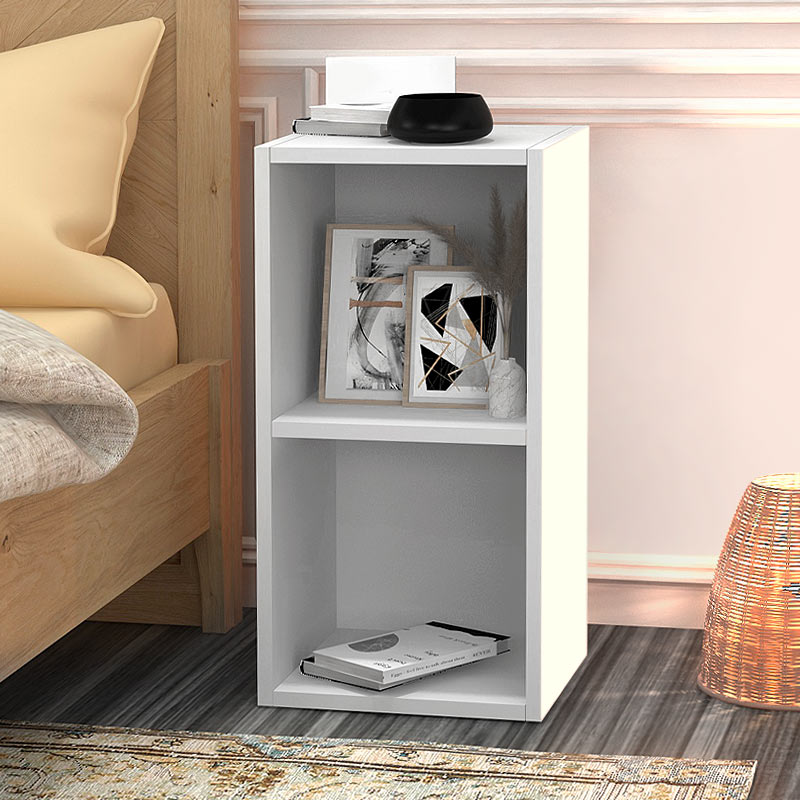 Oliver Megapap melamine nightstand - side table in white color 33,6x30x65,4cm.