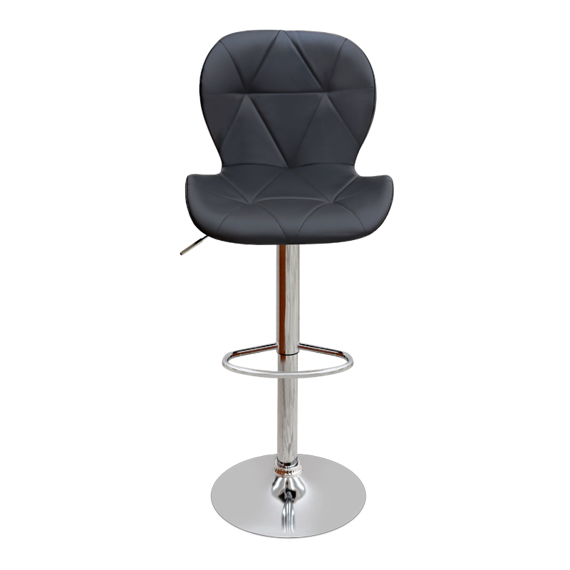 Σκαμπό μπαρ με ρυθμιζόμενο ύψος PU μαύρο - βάση χρωμίου 45,5x38x89/109εκ. 4