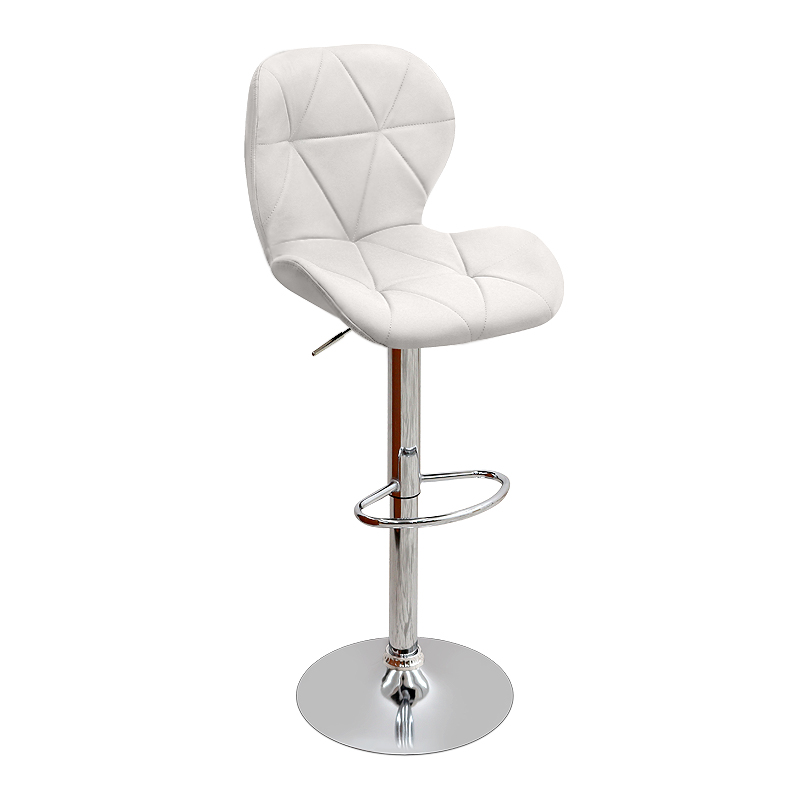 Σκαμπό μπαρ με ρυθμιζόμενο ύψος PU λευκό - βάση χρωμίου 45,5x38x89/109εκ.