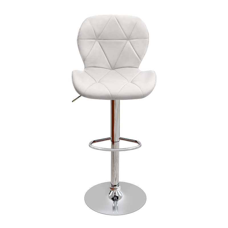 Σκαμπό μπαρ με ρυθμιζόμενο ύψος PU λευκό - βάση χρωμίου 45,5x38x89/109εκ. 4