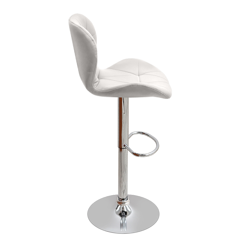 Σκαμπό μπαρ με ρυθμιζόμενο ύψος PU λευκό - βάση χρωμίου 45,5x38x89/109εκ. 5