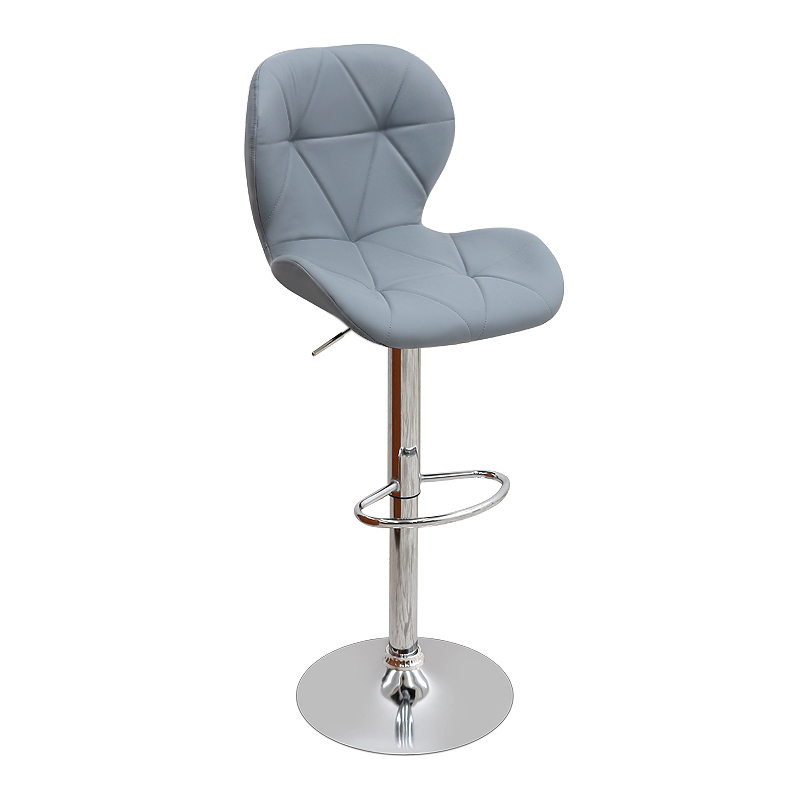 Σκαμπό μπαρ με ρυθμιζόμενο ύψος PU γκρι - βάση χρωμίου 45,5x38x89/109εκ.