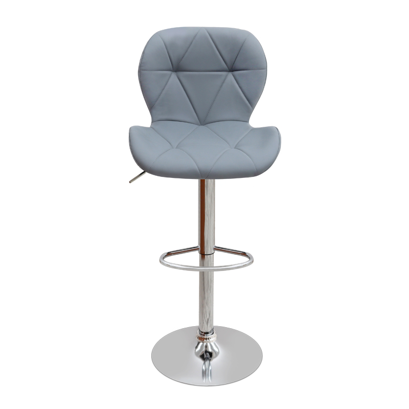 Σκαμπό μπαρ με ρυθμιζόμενο ύψος PU γκρι - βάση χρωμίου 45,5x38x89/109εκ. 4