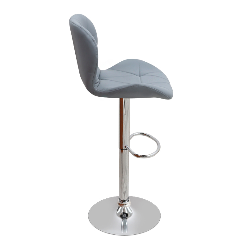 Σκαμπό μπαρ με ρυθμιζόμενο ύψος PU γκρι - βάση χρωμίου 45,5x38x89/109εκ. 5