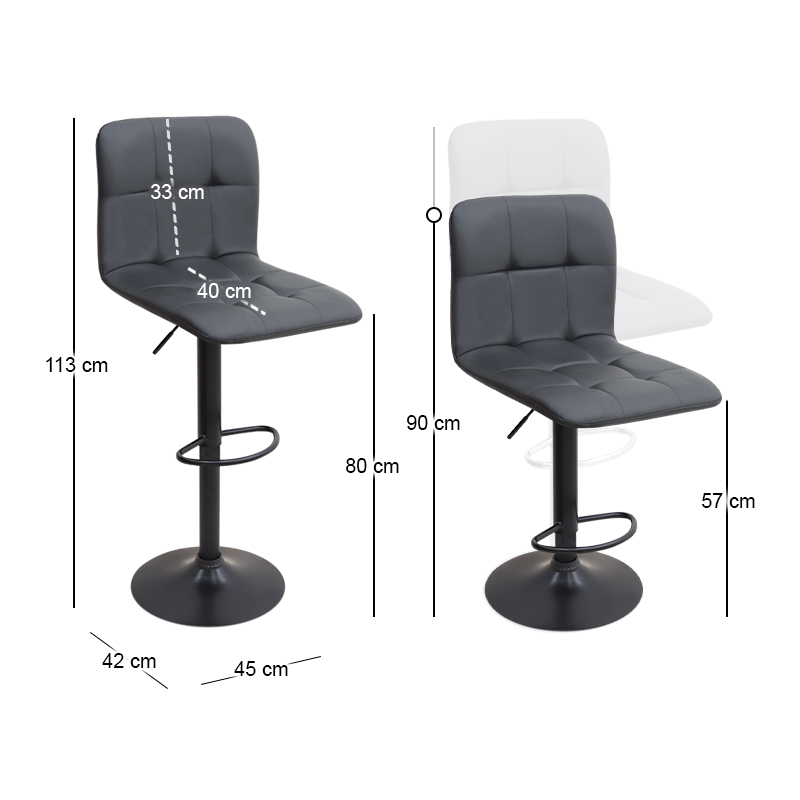 Σκαμπό μπαρ με ρυθμιζόμενο ύψος PU μαύρο - βάση μαύρο ματ 45x42x90/113εκ. 9