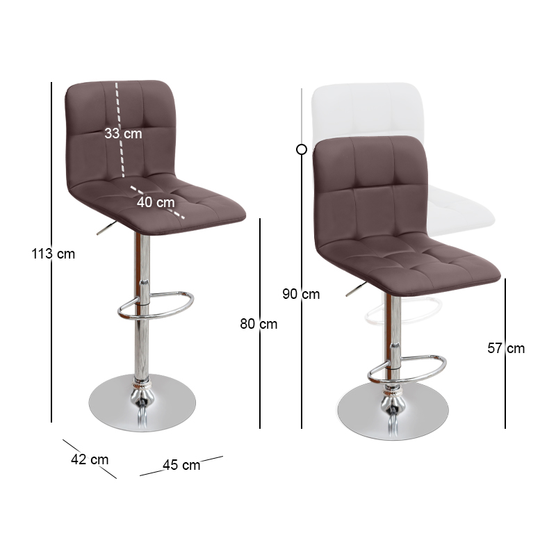 Σκαμπό μπαρ με ρυθμιζόμενο ύψος PU καφέ - βάση χρωμίου 45x42x90/113εκ. 9