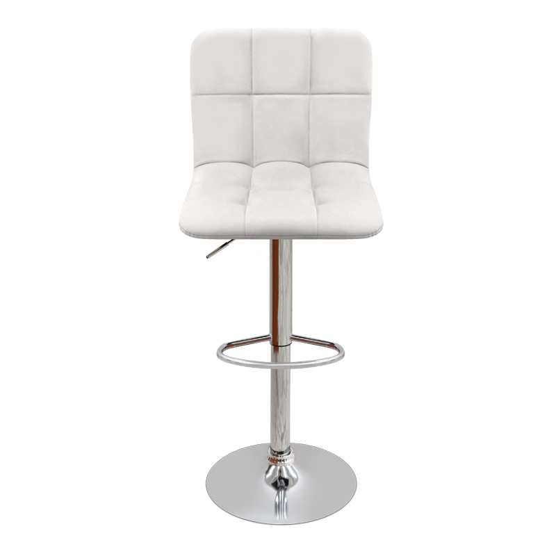 Σκαμπό μπαρ με ρυθμιζόμενο ύψος PU λευκό - βάση χρωμίου 45x42x90/113εκ. 4