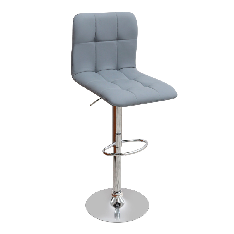 Σκαμπό μπαρ με ρυθμιζόμενο ύψος PU γκρι - βάση χρωμίου 45x42x90/113εκ.