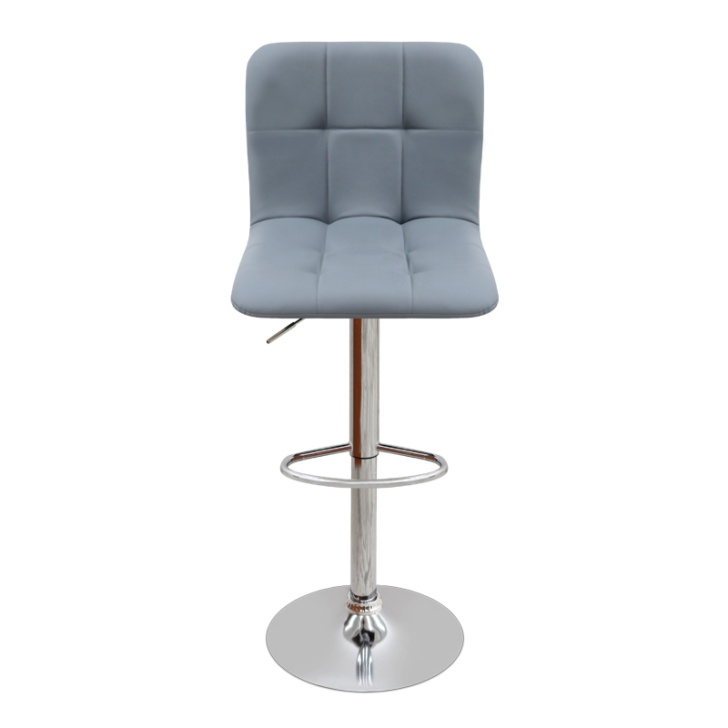 Σκαμπό μπαρ με ρυθμιζόμενο ύψος PU γκρι - βάση χρωμίου 45x42x90/113εκ. 4