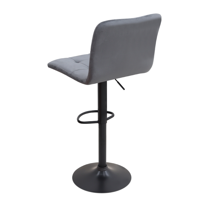 Σκαμπό μπαρ με ρυθμιζόμενο ύψος βελούδο γκρι - βάση μαύρο ματ 45x42x90/113εκ. 3