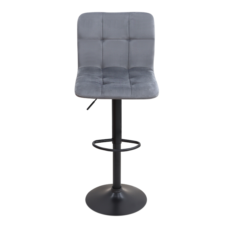 Σκαμπό μπαρ με ρυθμιζόμενο ύψος βελούδο γκρι - βάση μαύρο ματ 45x42x90/113εκ. 4