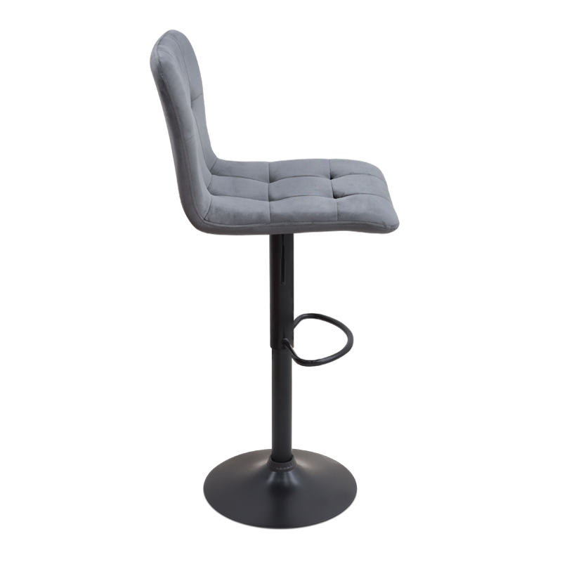 Σκαμπό μπαρ με ρυθμιζόμενο ύψος βελούδο γκρι - βάση μαύρο ματ 45x42x90/113εκ. 5