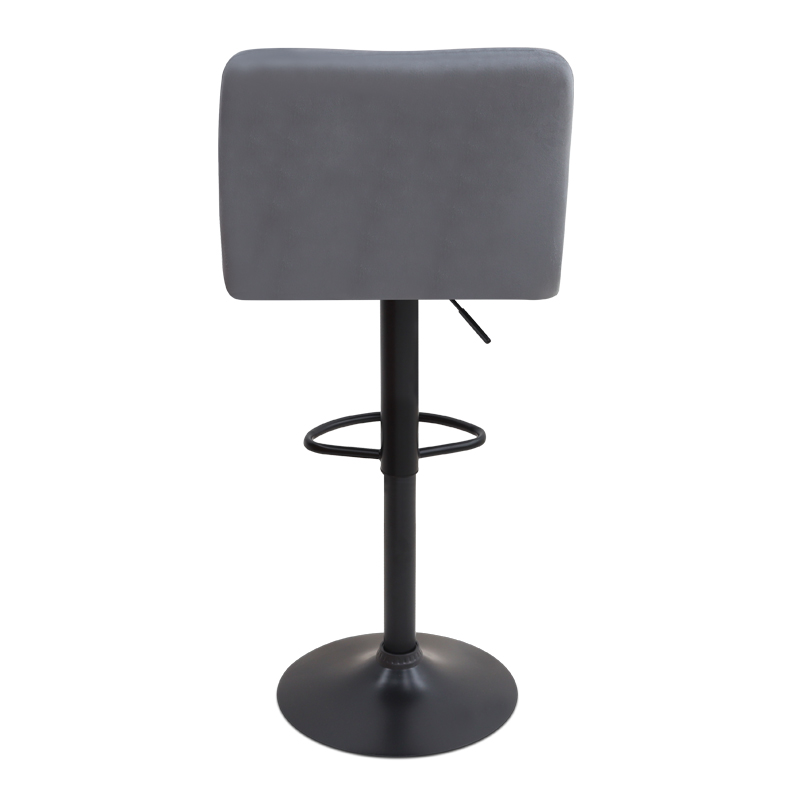 Σκαμπό μπαρ με ρυθμιζόμενο ύψος βελούδο γκρι - βάση μαύρο ματ 45x42x90/113εκ. 6