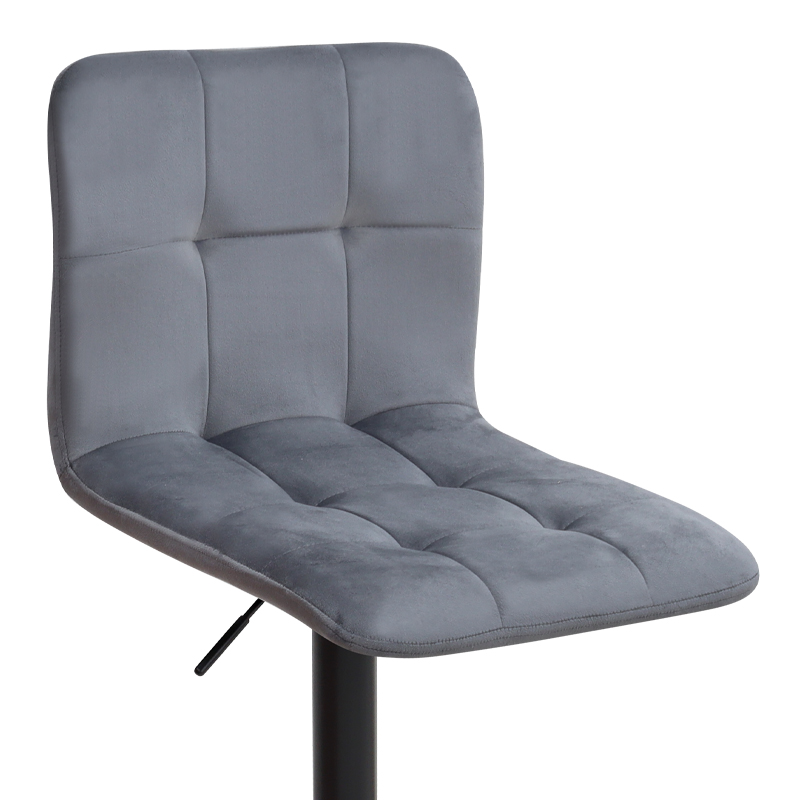 Σκαμπό μπαρ με ρυθμιζόμενο ύψος βελούδο γκρι - βάση μαύρο ματ 45x42x90/113εκ. 7