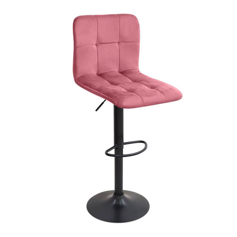 Σκαμπό μπαρ με ρυθμιζόμενο ύψος βελούδο σάπιο μήλο - βάση μαύρο ματ 45x42x90/113εκ.
