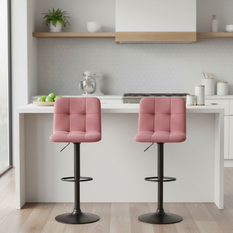 Σκαμπό μπαρ με ρυθμιζόμενο ύψος βελούδο σάπιο μήλο - βάση μαύρο ματ 45x42x90/113εκ. 2