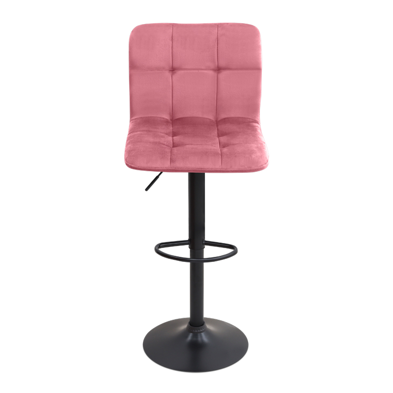 Σκαμπό μπαρ με ρυθμιζόμενο ύψος βελούδο σάπιο μήλο - βάση μαύρο ματ 45x42x90/113εκ. 4