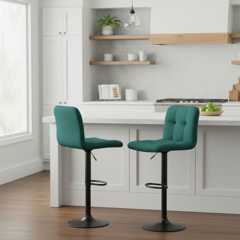 Σκαμπό μπαρ με ρυθμιζόμενο ύψος βελούδο κυπαρισσί - βάση μαύρο ματ 45x42x90/113εκ. 2