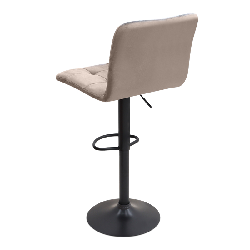 Σκαμπό μπαρ με ρυθμιζόμενο ύψος βελούδο μπεζ - βάση μαύρο ματ 45x42x90/113εκ. 3