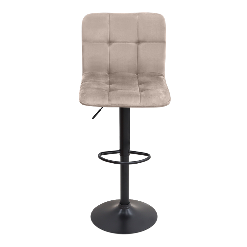 Σκαμπό μπαρ με ρυθμιζόμενο ύψος βελούδο μπεζ - βάση μαύρο ματ 45x42x90/113εκ. 4