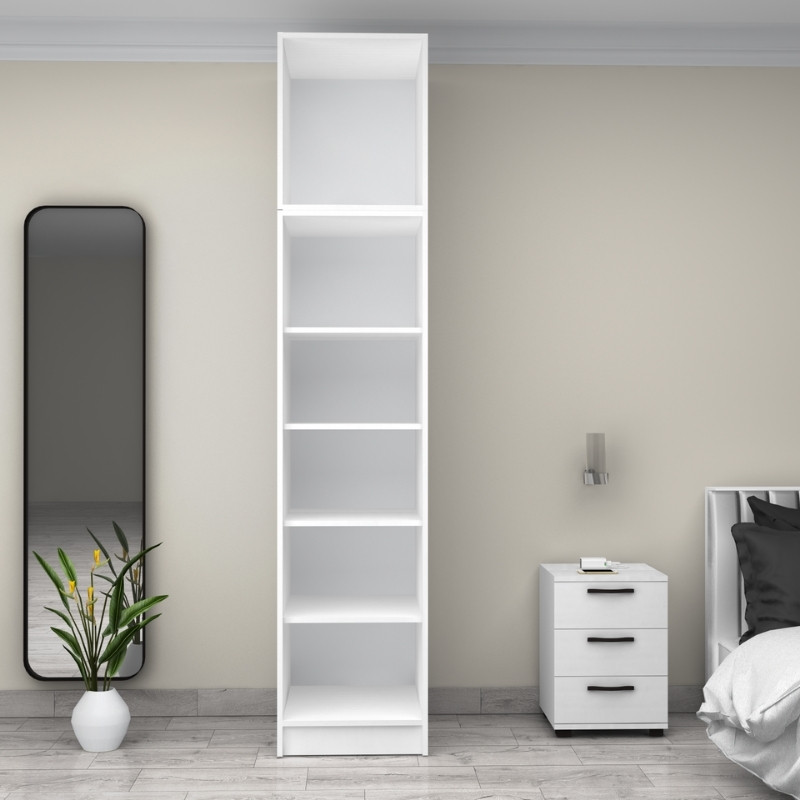 Ντουλάπα ρούχων μονόφυλλη με πατάρι χρώμα λευκό 3