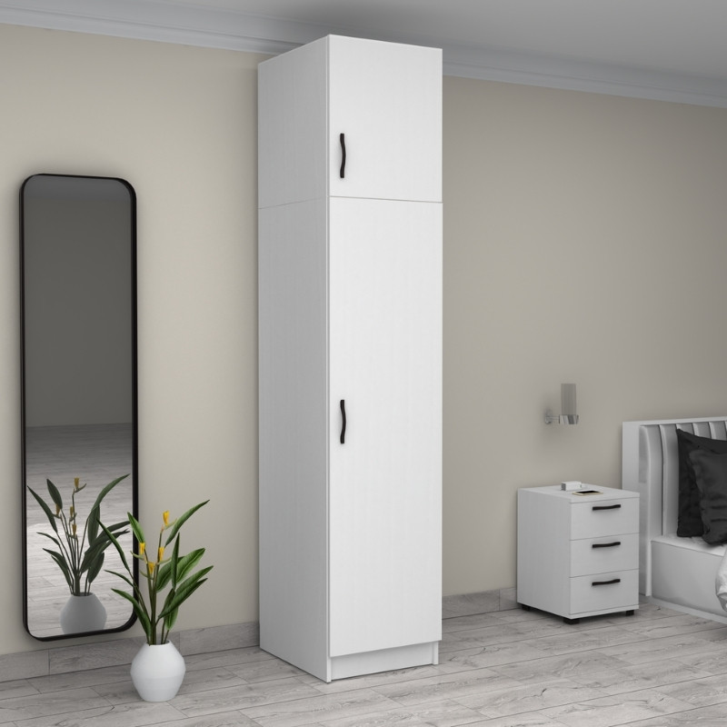 Ντουλάπα ρούχων μονόφυλλη με πατάρι χρώμα λευκό 4