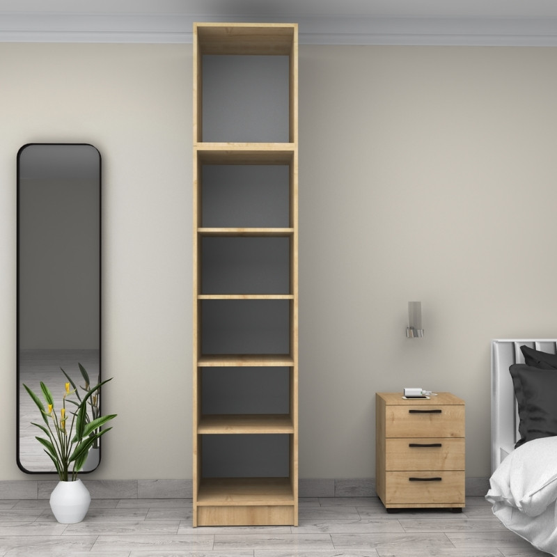 Ντουλάπα ρούχων μονόφυλλη με πατάρι χρώμα φυσικό οξιάς 3