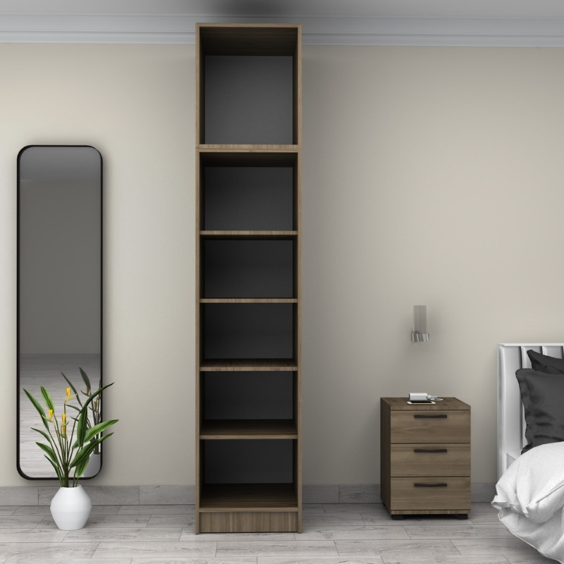 Ντουλάπα ρούχων μονόφυλλη με πατάρι χρώμα καρυδί 3