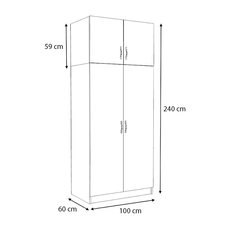 Ντουλάπα ρούχων δίφυλλη με πατάρι χρώμα καρυδί 5