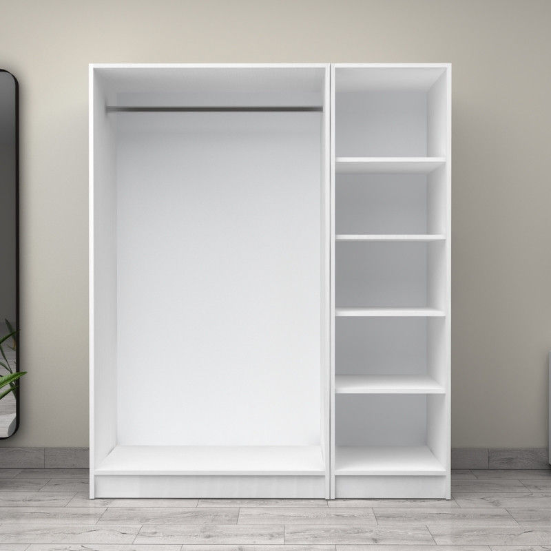 Ντουλάπα ρούχων τρίφυλλη χρώμα λευκό 3