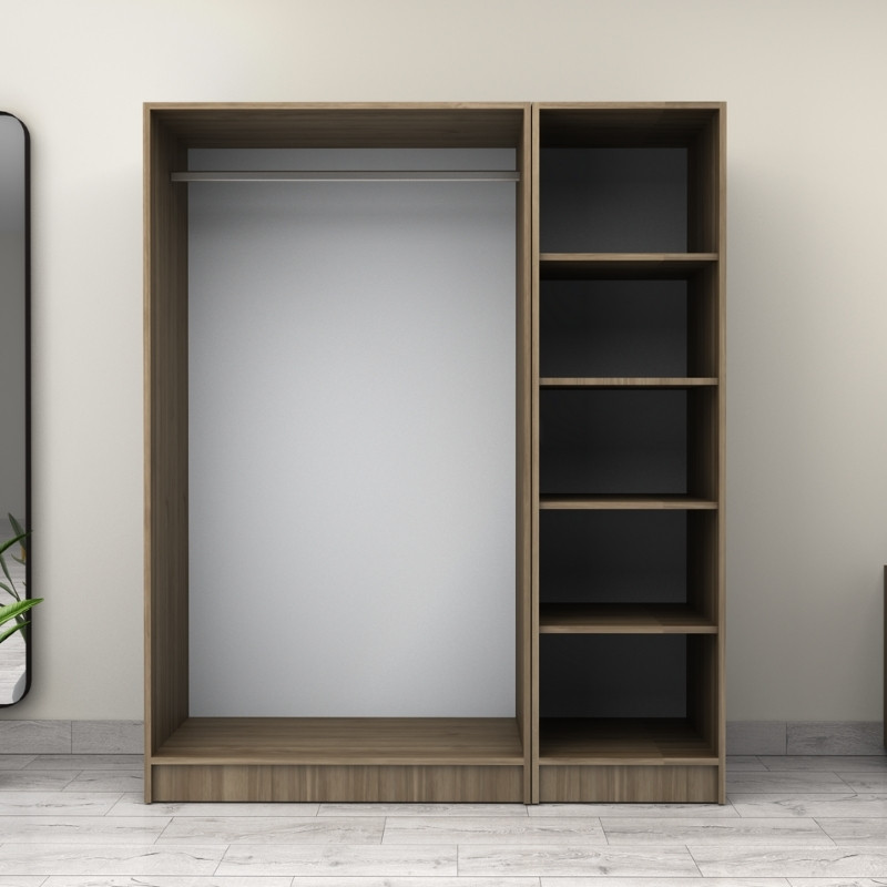 Ντουλάπα ρούχων τρίφυλλη χρώμα καρυδί 3