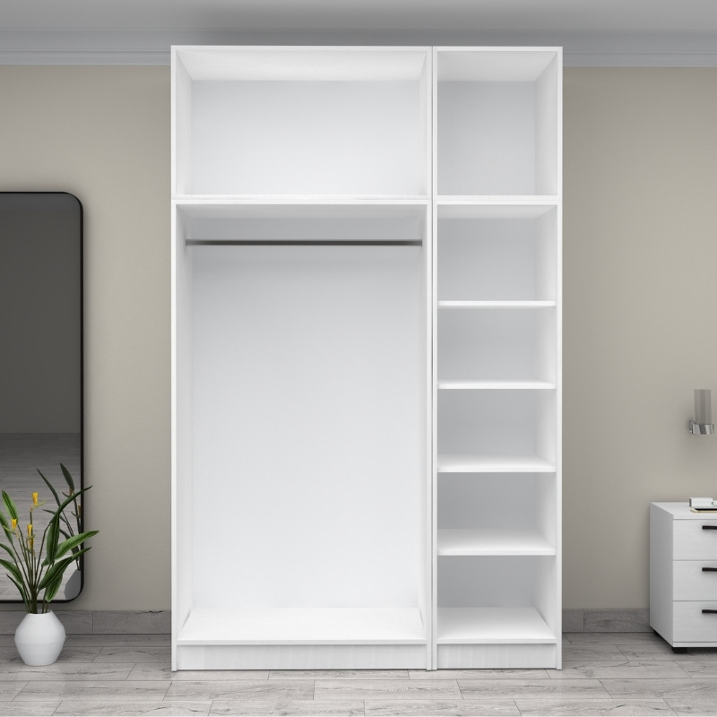 Ντουλάπα ρούχων τρίφυλλη με πατάρι χρώμα λευκό 3