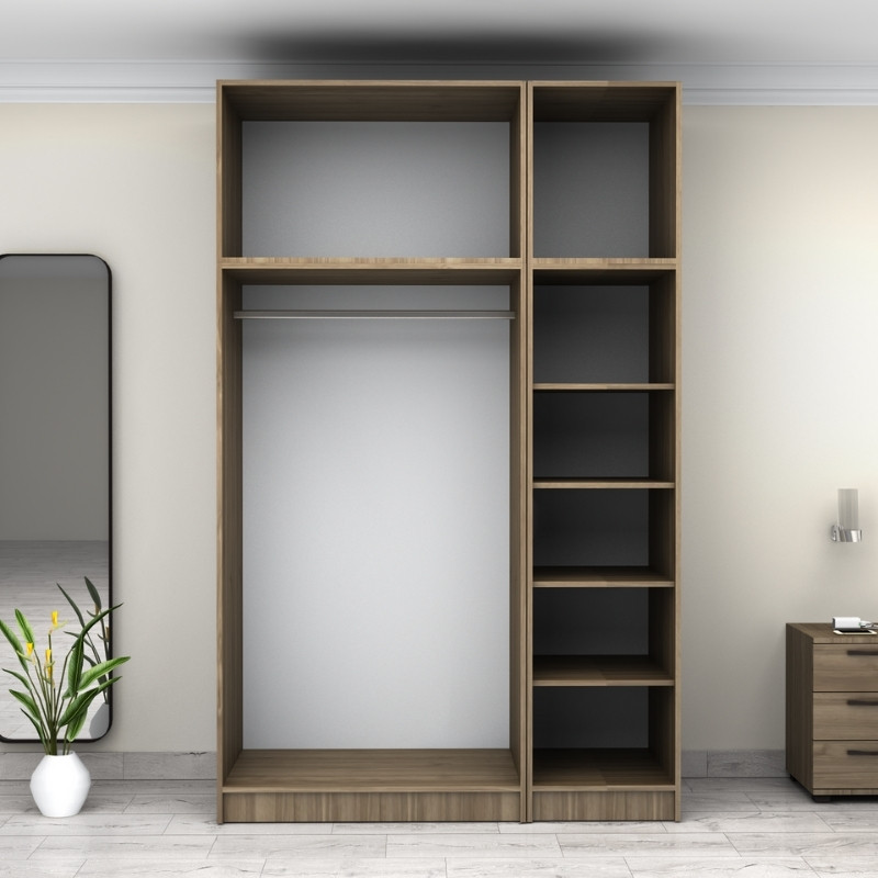 Ντουλάπα ρούχων τρίφυλλη με πατάρι χρώμα καρυδί 3