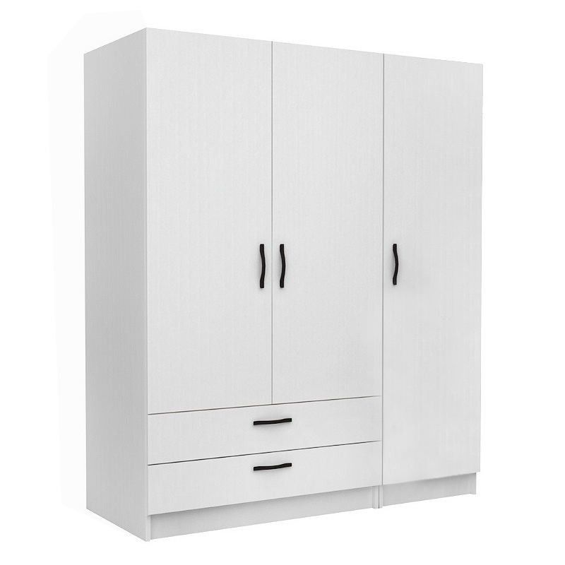 Ντουλάπα ρούχων τρίφυλλη με συρτάρια χρώμα λευκό