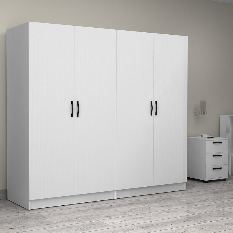 Ντουλάπα ρούχων τετράφυλλη χρώμα λευκό 4