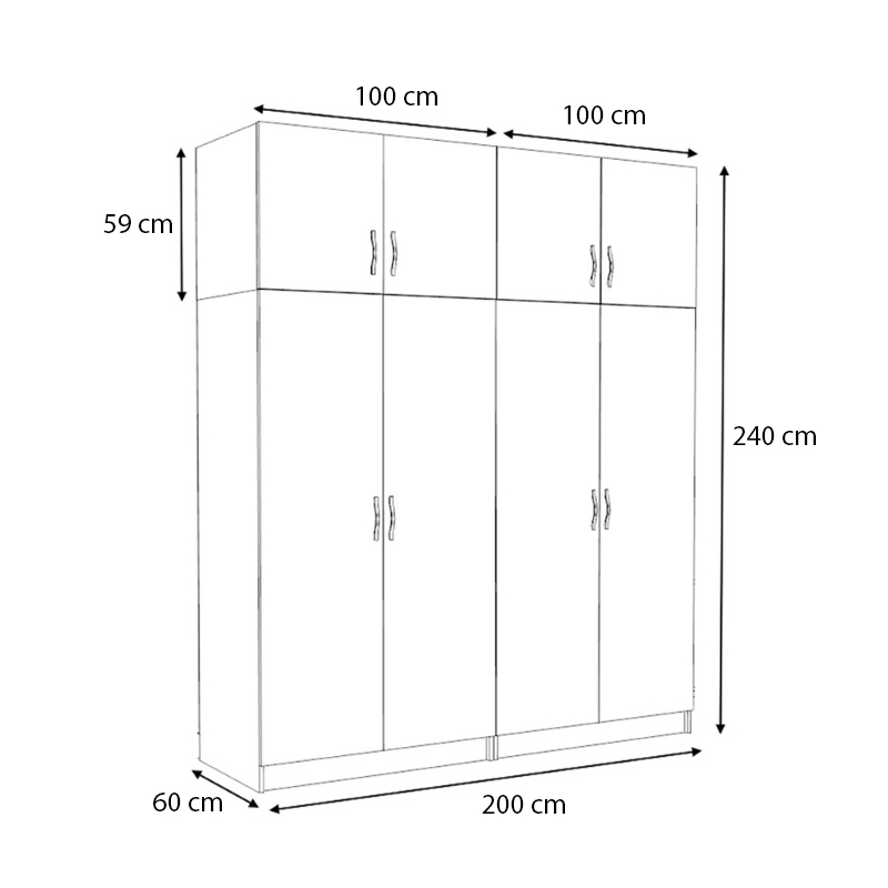Ντουλάπα ρούχων τετράφυλλη με πατάρι χρώμα λευκό 5