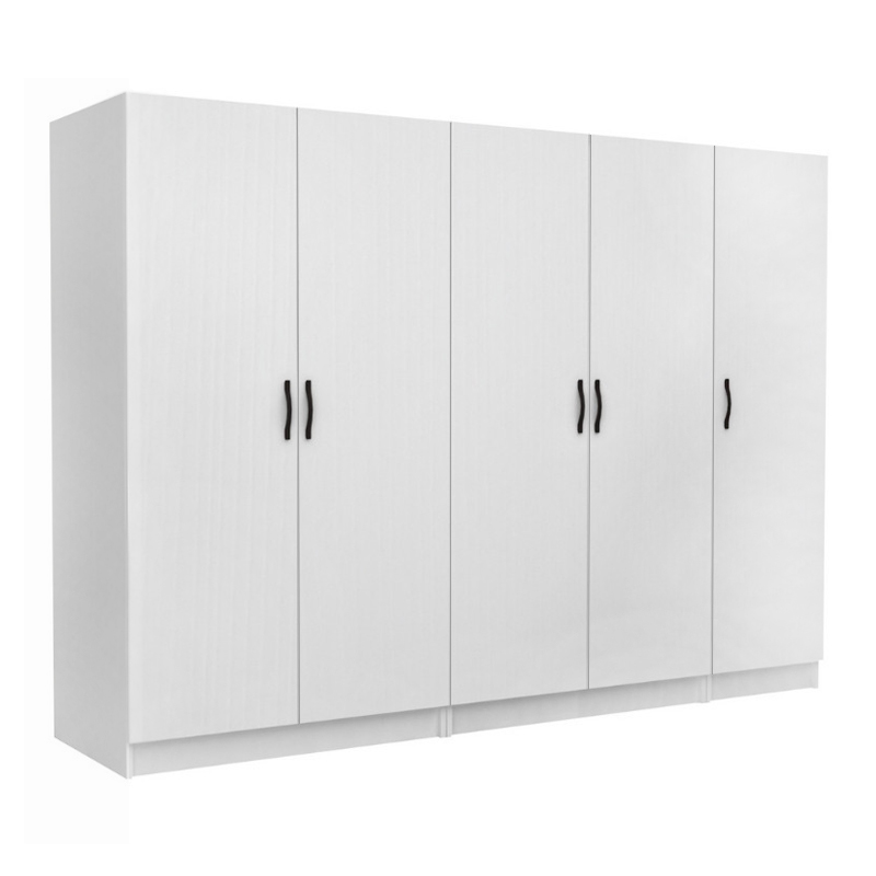 Ντουλάπα ρούχων πεντάφυλλη χρώμα λευκό