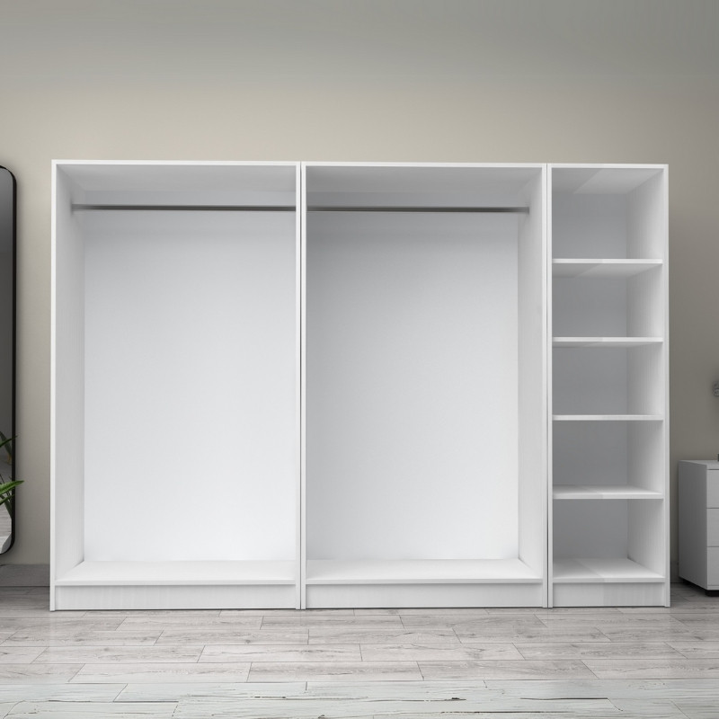 Ντουλάπα ρούχων πεντάφυλλη χρώμα λευκό 3