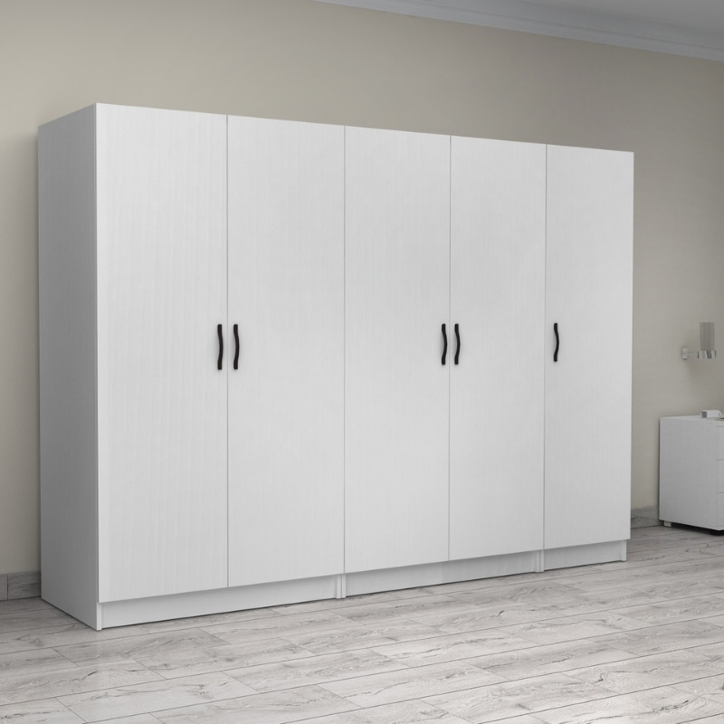 Ντουλάπα ρούχων πεντάφυλλη χρώμα λευκό 4