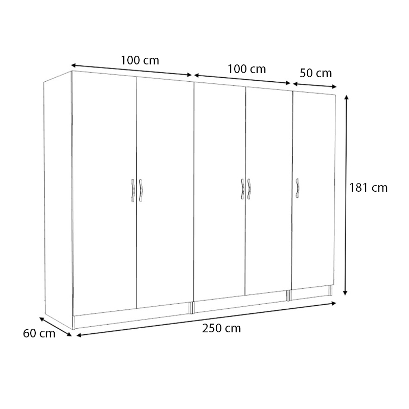 Ντουλάπα ρούχων πεντάφυλλη χρώμα φυσικό οξιάς 5