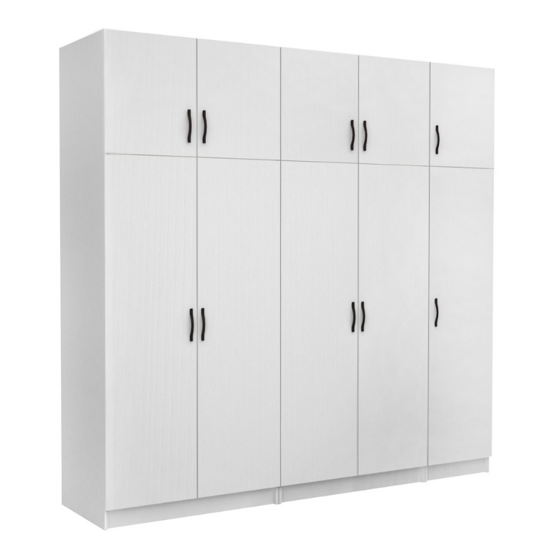 Ντουλάπα ρούχων πεντάφυλλη με πατάρι χρώμα λευκό