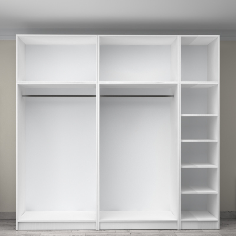 Ντουλάπα ρούχων πεντάφυλλη με πατάρι χρώμα λευκό 3