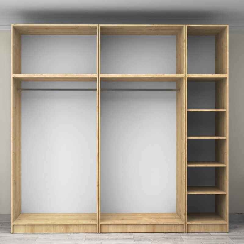 Ντουλάπα ρούχων πεντάφυλλη με πατάρι χρώμα φυσικό οξιάς 3