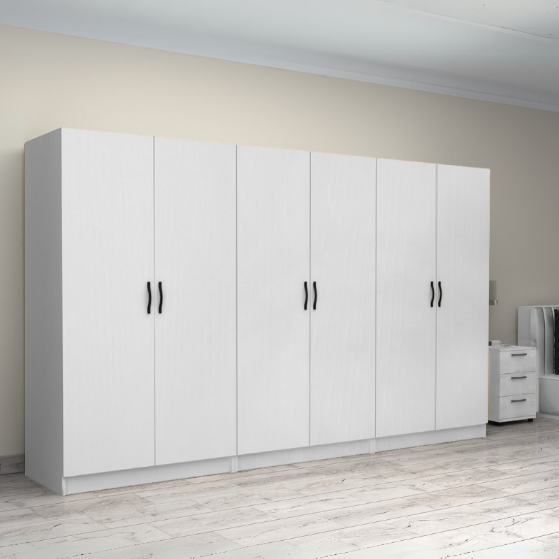 Ντουλάπα ρούχων εξάφυλλη χρώμα λευκό 4