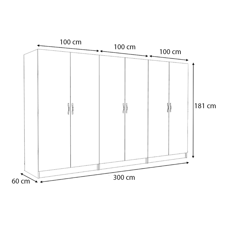 Ντουλάπα ρούχων εξάφυλλη χρώμα λευκό 5